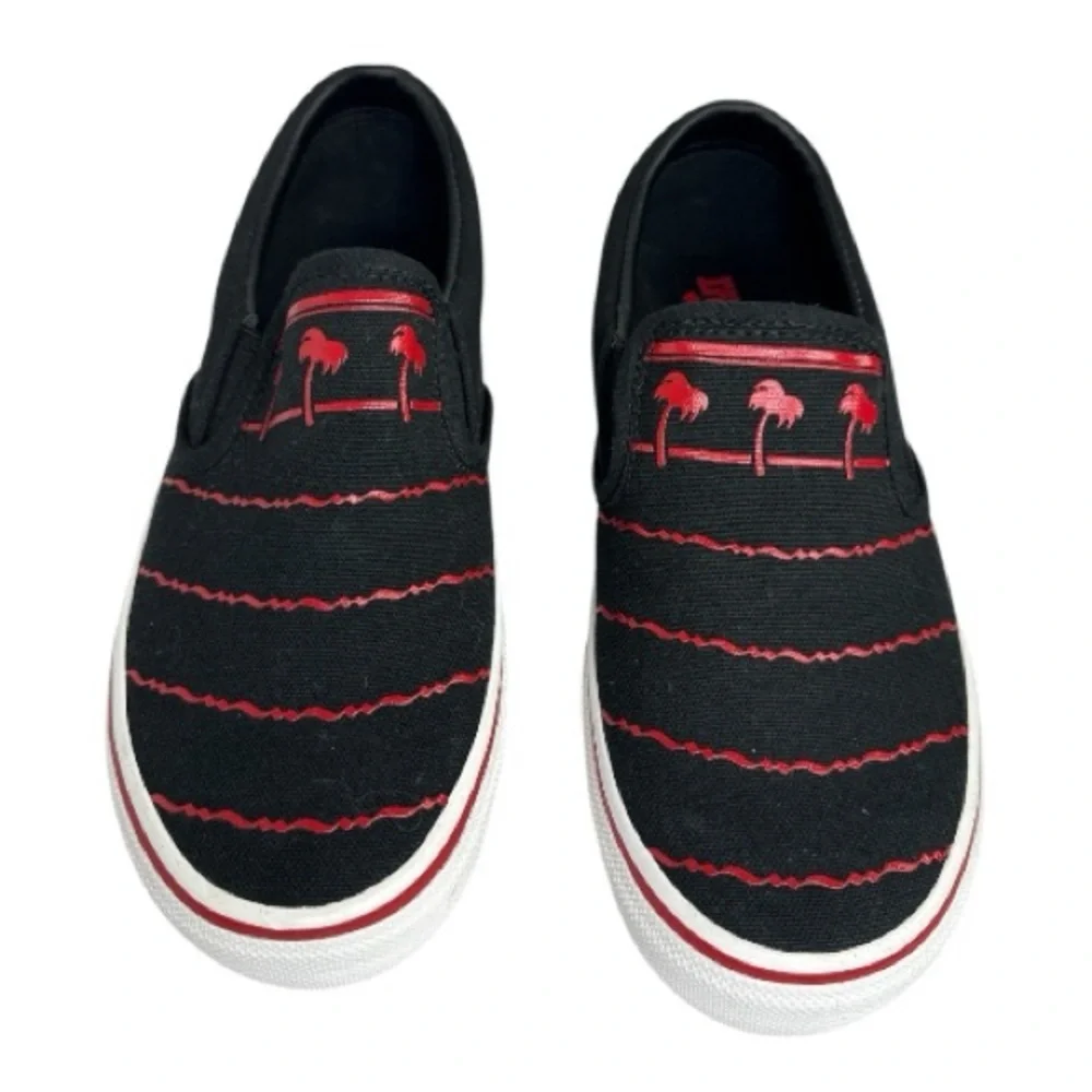 In-N-Out Burger Palm Tree Slip On Sneakers Black Red Size 7.5